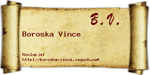 Boroska Vince névjegykártya